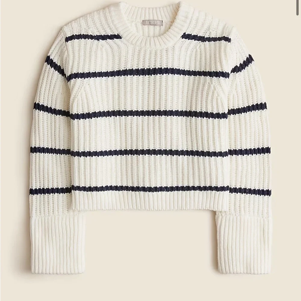NWT jcrew Heritage cotton fisherman crewneck sweater in stripe size large
